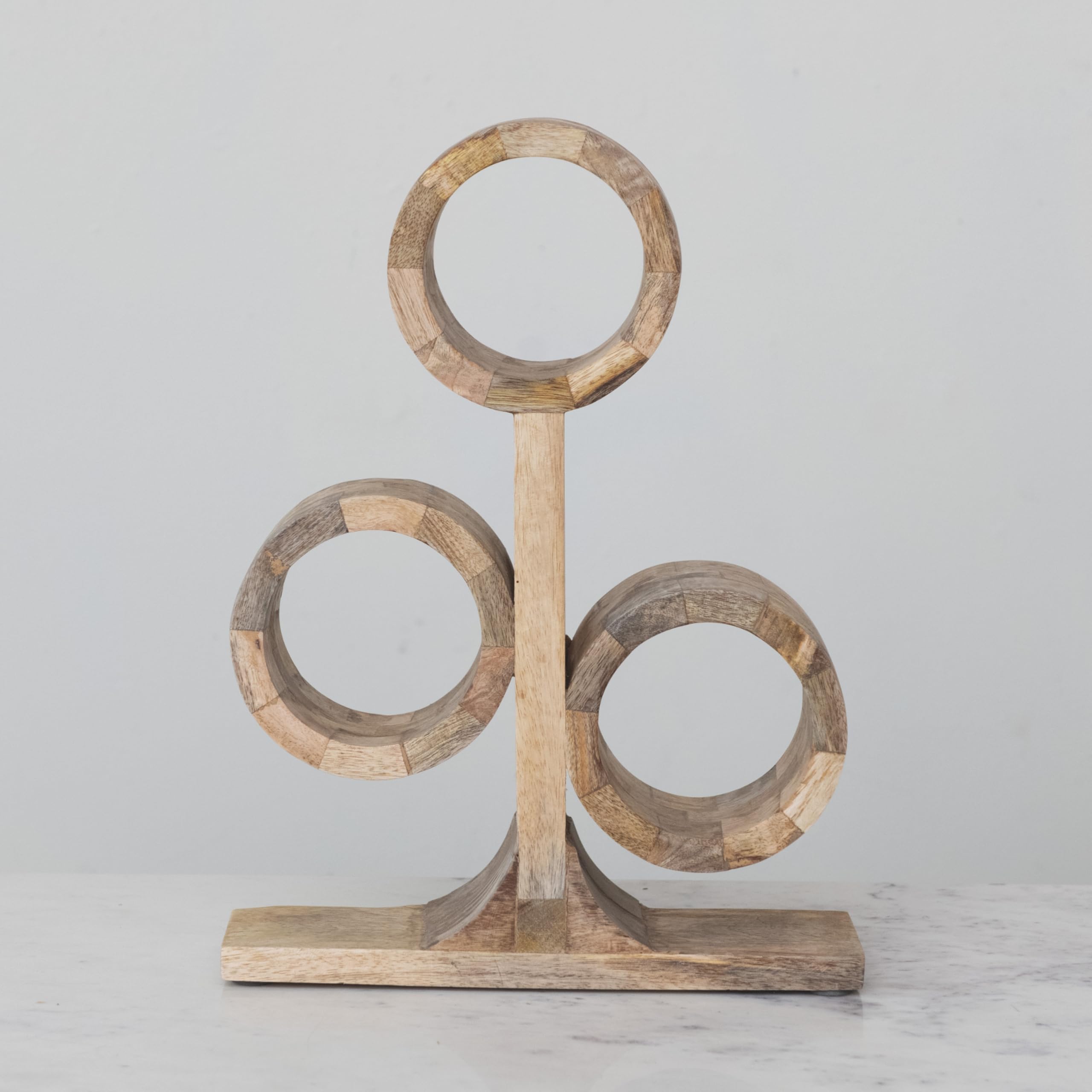 Bloomingville Mango Wood Circular Wine Rack, Natural