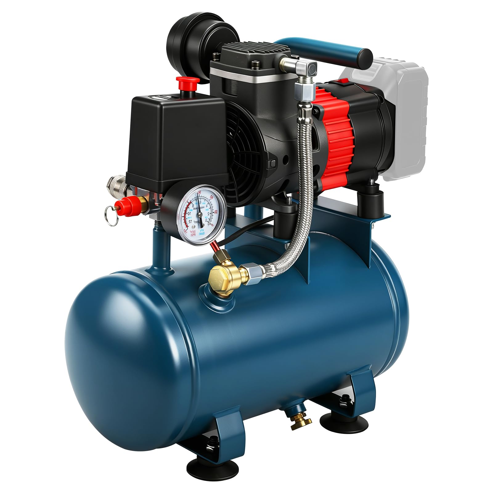 Compresor de aire comprimido para batería Makita de 18 V, compresor de aire portátil de 8 bares de presión de trabajo, capacidad de botella de gas de 6 L, inflado rápido para herramientas neumáticas