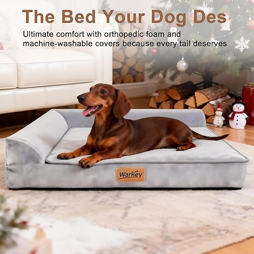Miniatura 7 de Cama para perros de gran tamaño, sofá ortopédico para perros, cama para mascotas, cama impermeable de espuma viscoelástica, sofá cama grande para