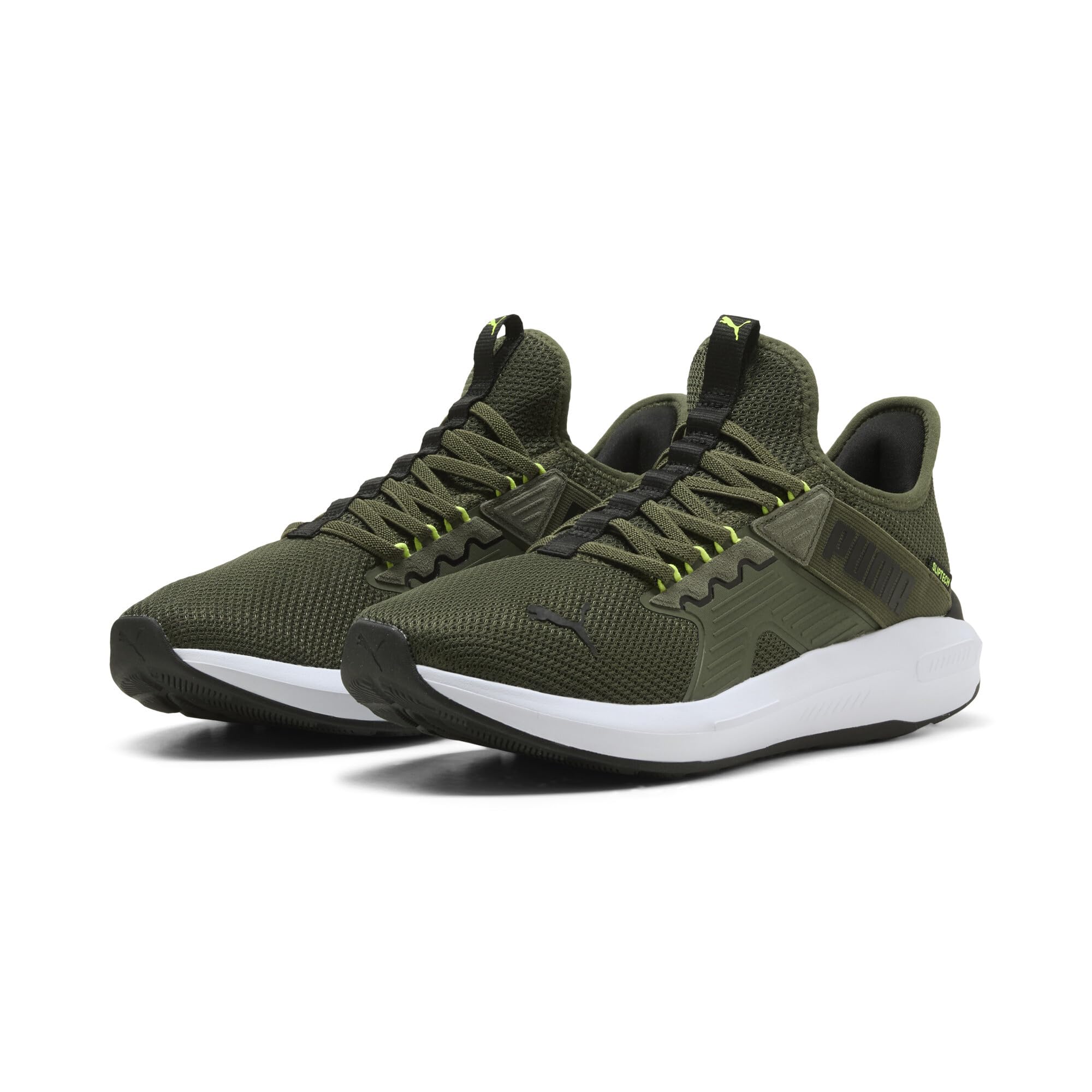 Puma Unisex SOFTRIDE ENZO 5 Slip TECH Straßen-Laufschuh, Moosschleier Schwarz-Limetten-Squeeze, 41 EU
