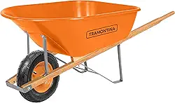 Carrinho De Mão, Caçamba Plástica Extrafunda, 110 L, Braço De Madeira