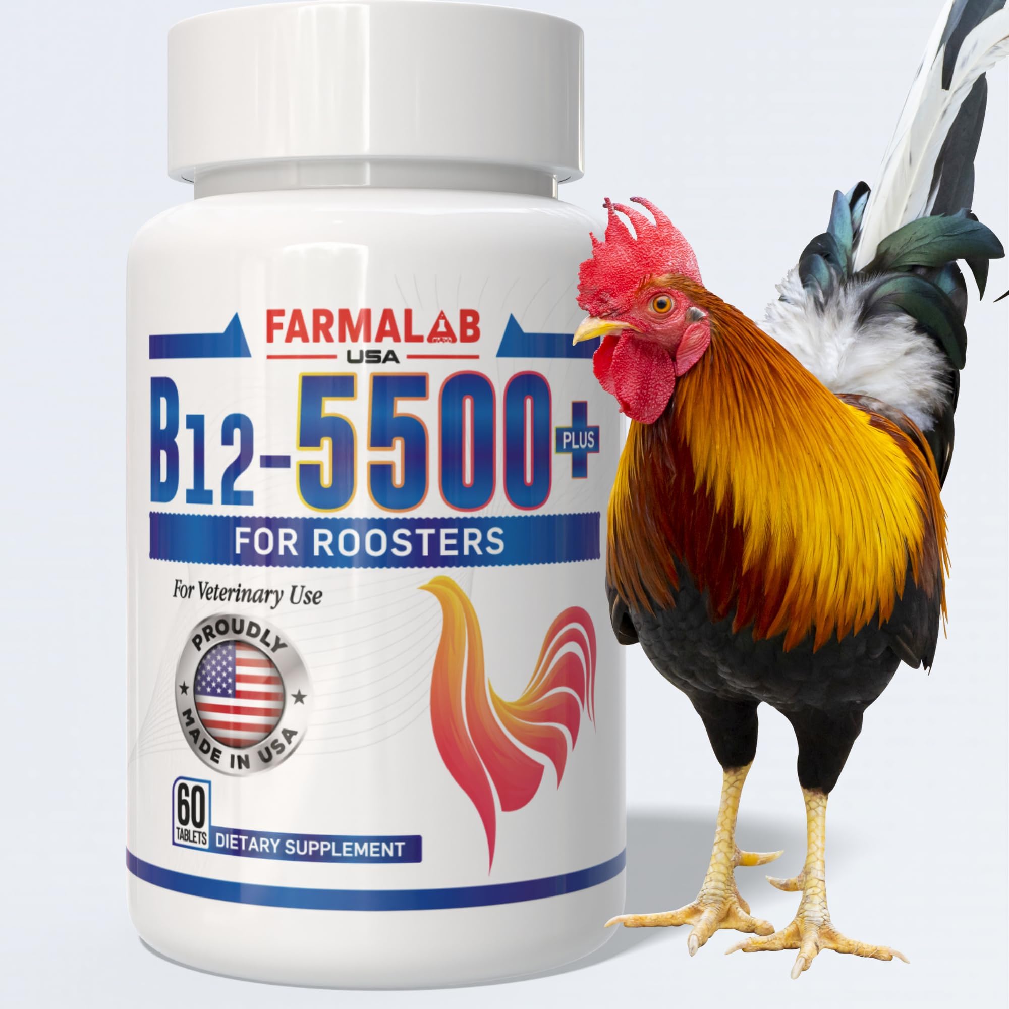 Farmalab B12 5500 Plus for Rooster Chicken Hens Poultry Gamefowl Plus para Gallos Gallinas Pollos Aves de Corral