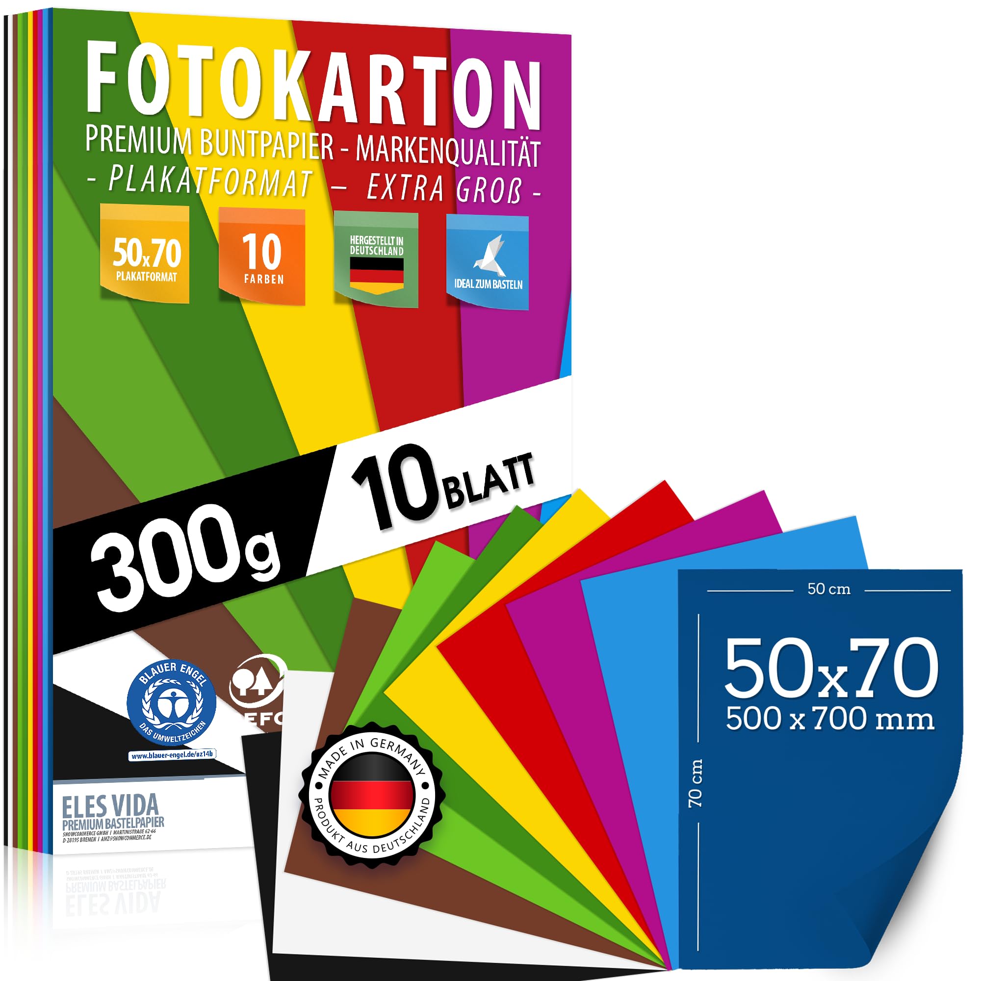 Carta colorata – Carta per bricolage 50 x 70 – Fogli – Colori – Carta rigida – Fogli colorati per scuola, hobby – Bambini e fai da te, accessori per il fai da te – regali, carta colorata pastello