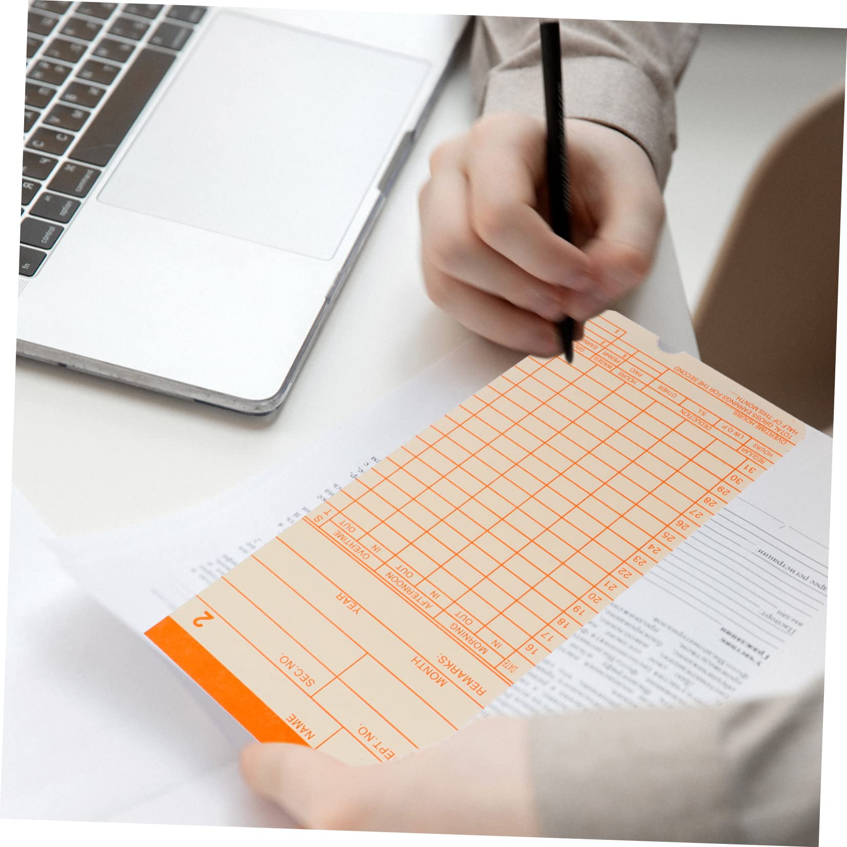 Ciieeo 100 Hojas Tarjeta De Prueba Tarjeta De Tiempo Fichas De Fichaje para Oficina Tiempo De Oficina Tarjetas De Registro Mensuales Tarjeta Perforada Dedicado Papel Personal
