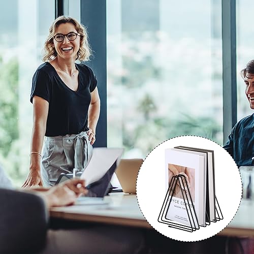 Miniatura 3 de YOKIVE 2 soportes para archivos de escritorio, estante triangular para revistas, guardar libros, ideal para oficina y escritorio en casa (negro, 7