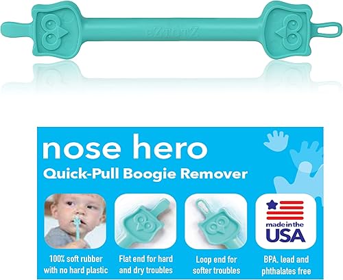 Nose Hero - Herramienta limpiadora de nariz y oídos para bebé, fabricado en Estados Unidos, 100 % de goma flexible suave, productos esenciales para