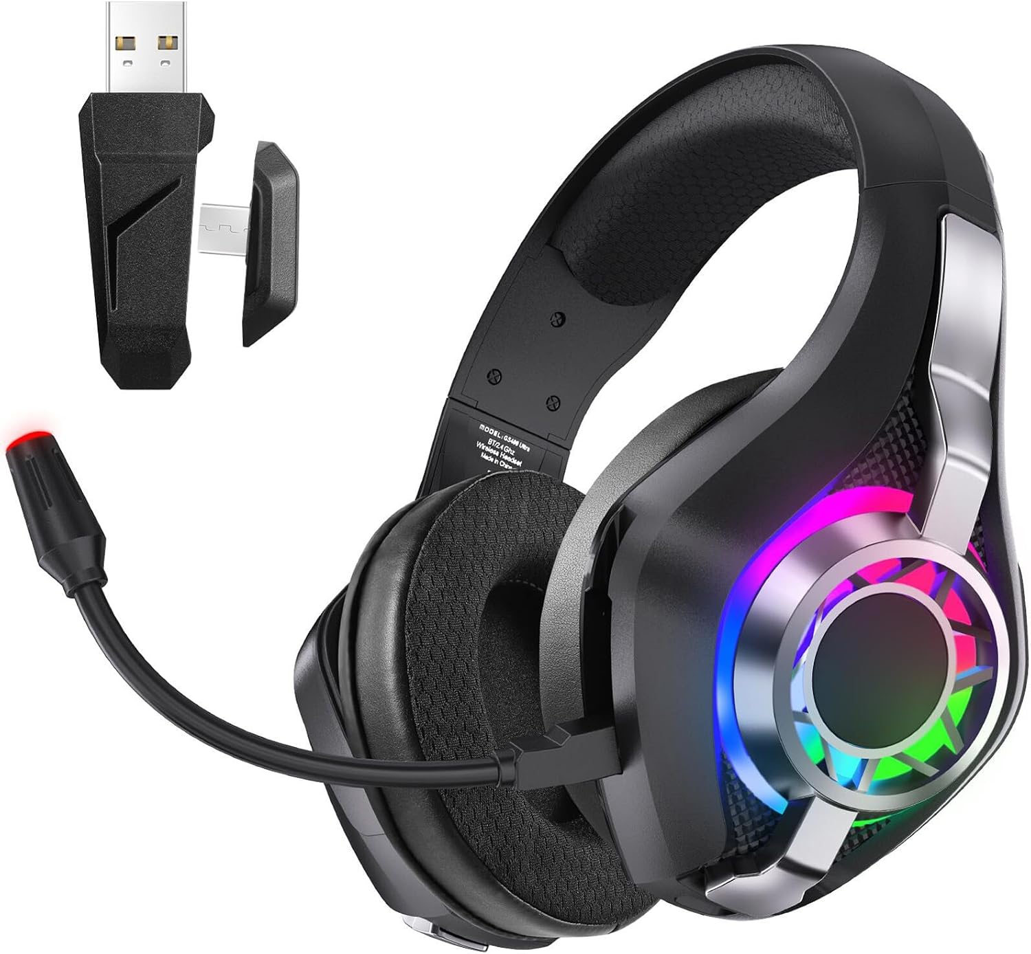 YUKERMARB Auriculares Gaming Inalámbricos, 2.4GHz Bluetooth 7.1 Surround - Captura de jugabilidad, interfaz y rendimiento visual