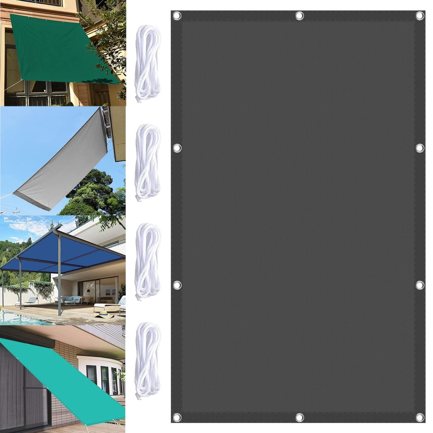 Voile ombrage imperméable carré 2.6 x 3.5 m pare-soleil extérieur gris