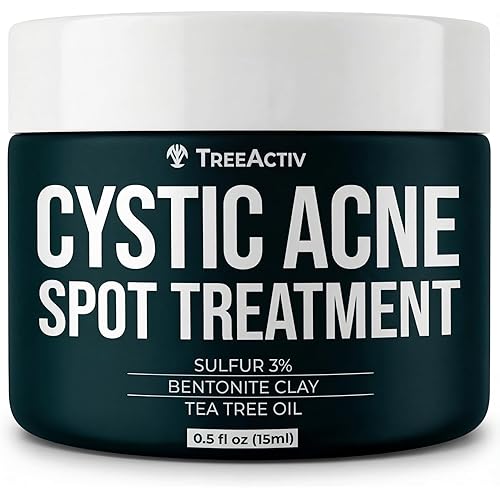 TreeActiv Cystic Acne Spot Treatment Paste with Sulfur, Bentonite Clay, and Tea Tree Oil, Deep Breakouts, 20-Minute or Overnight Application, Suitable for Face and Body, 0.5 oz