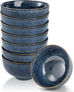 ZOOFOX 10oz Ceramic Small Bowls Set of 8 - Reactive Glaze, Microwave/Oven Safe for Rice, Snacks, Ice Cream & Side Dishes