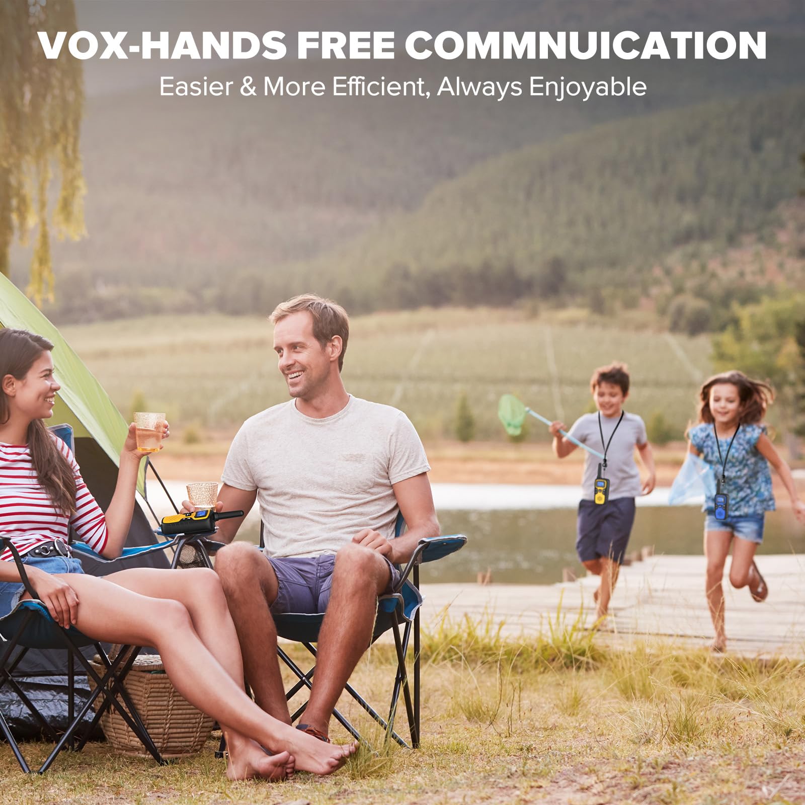 Wishouse Walkie Talkies for Adults Long Range-Rechargeable 4 Pack 2 Way Radios, Hiking Accessories Camping Gear Xmas Birthday Gift for Kids Family with Lamp,SOS Siren,NOAA Weather Alert,Easy to Use