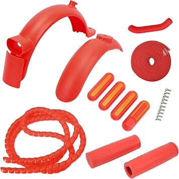 Electric Scooter Accessories Set, Replacement Parts for Scooter, Front and Rear Mudguards with Side Covers, Handbrake Silicone Cover and Grip for Enhanced Protection