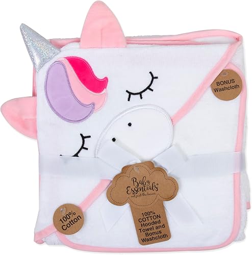Miniatura 5 de Juego de toallas y paños con capucha de animales para recién nacidos, bebés, niños pequeños y niñas de 3 a 24 meses (unicornio brillante único),