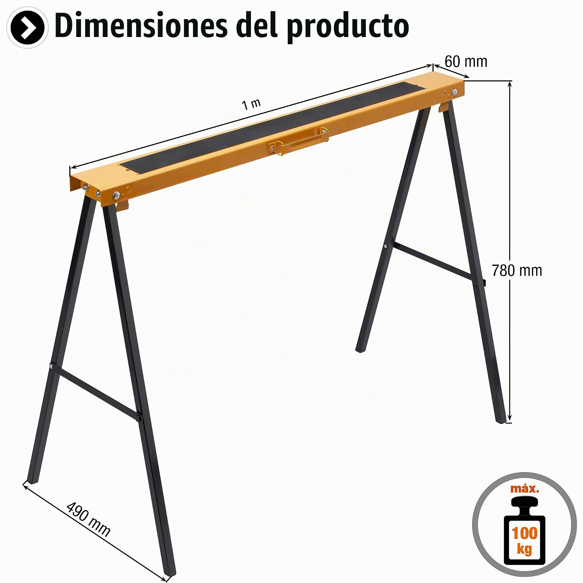 Tréteau pliable - MEISTER - Acier - 100kg de charge - Noir