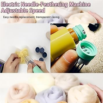 Electric Felting Needle Machine Kit, Electric Wool Felting Tool, 1-7 Needles Speed Adjustable Wool Felting Tool with 2cm Stroke & Transparent Shell, Efficient DIY Wool Sculpting