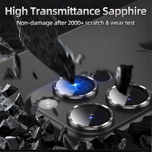 Vista 9 de Korecase Protector de lente de cámara para iPhone 15/iPhone 15 Plus, protección contra caídas, resistente a los arañazos, cubierta de cámara de Negro