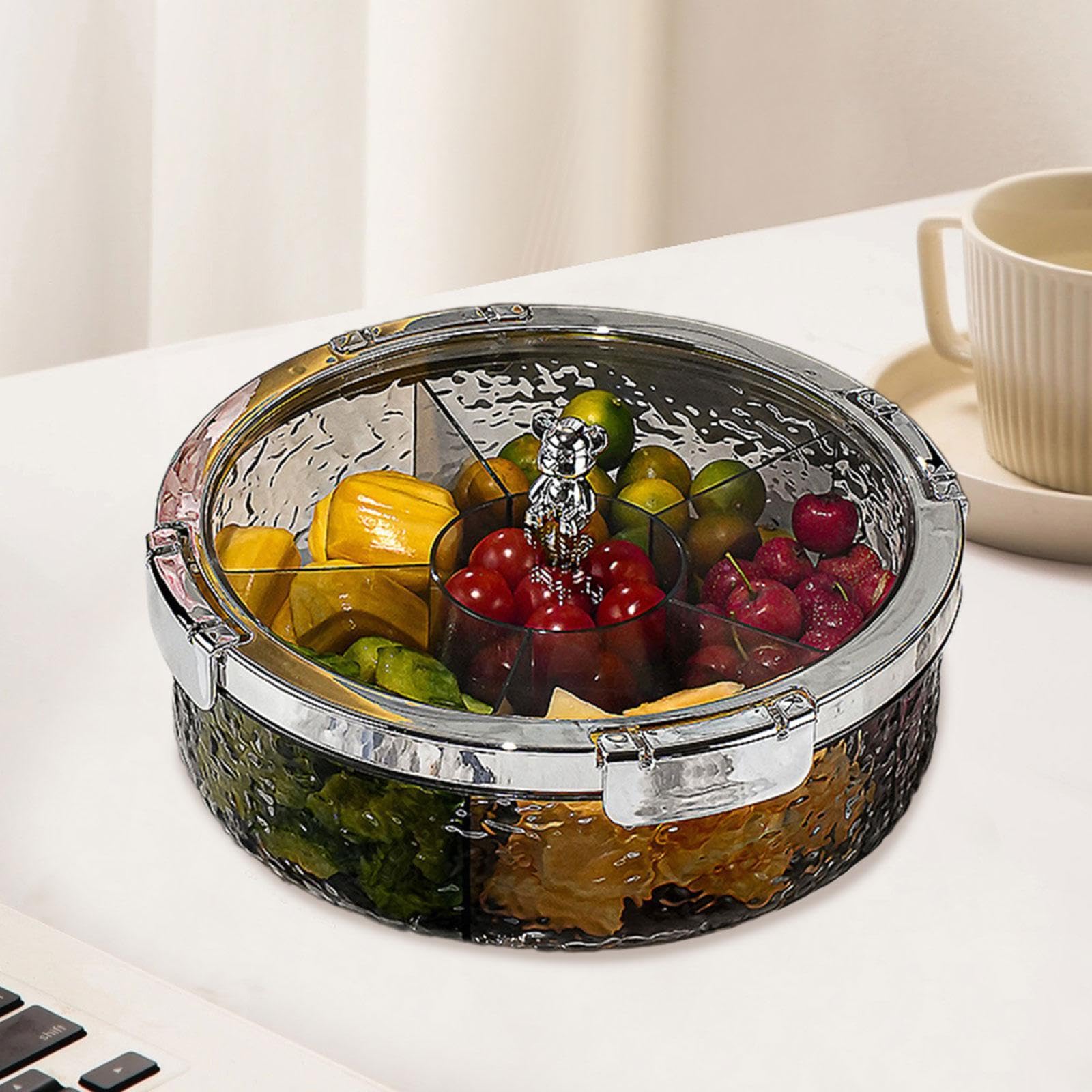 perfk Divided Serving Tablett Organizer Multifunktional tragbarer Speicherbehälter -Snacks für Partykuchen, Grau Silber