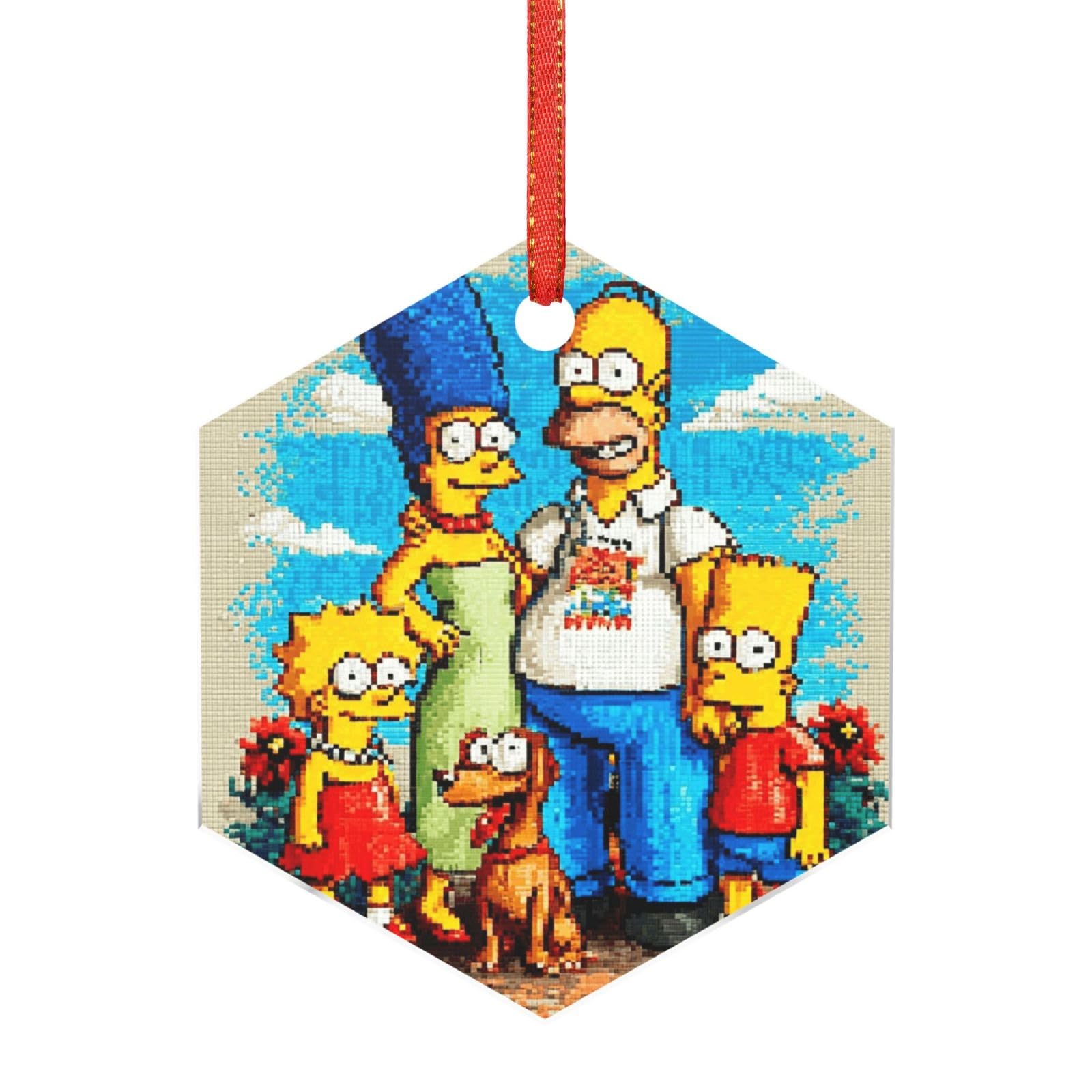 Hjkjkkj Hexagon Acrylic Ornament Christmas Tree Decoration Clear Round Pendant With Red Ribbon Simpsons Christmas Ornaments Indoor Outdoor Hanging Acrylic Pendants For Xmas Party Decor
