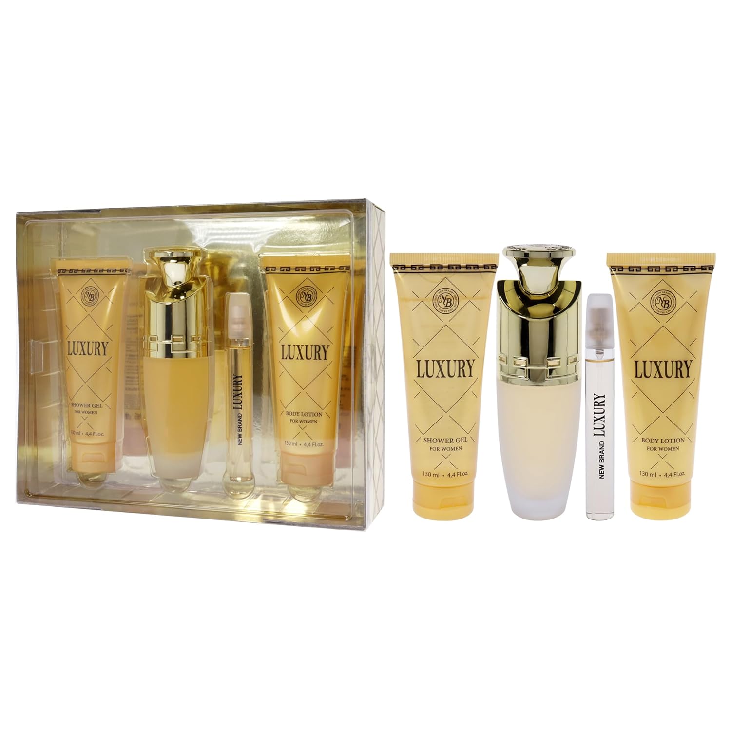 New Brand Luxury for Women - 4 Pc Gift Set 3.3oz EDP Spray, 4.4oz Shower Gel, 4.4oz Body Lotion, 0.5oz EDP Spray - Image 4