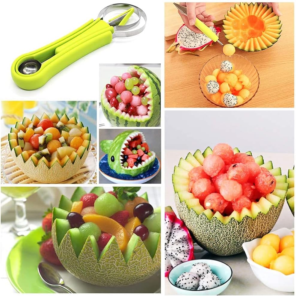 Cortador De Sandía Y Melón De Acero Inoxidable Grande | Corer Redondo Con Agarre De Silicona