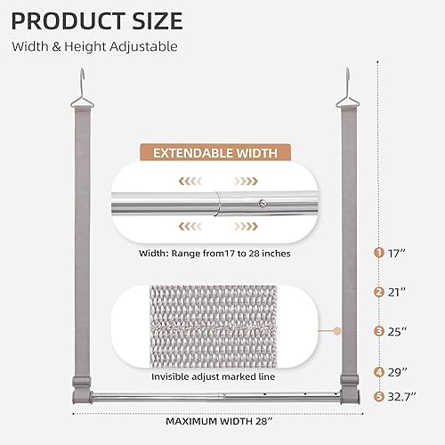 Miniatura 2 de STORAGE MANIAC Barra colgante de armario, ancho y altura ajustable, organizador colgante de armario, barra colgante de ropa que ahorra espacio,