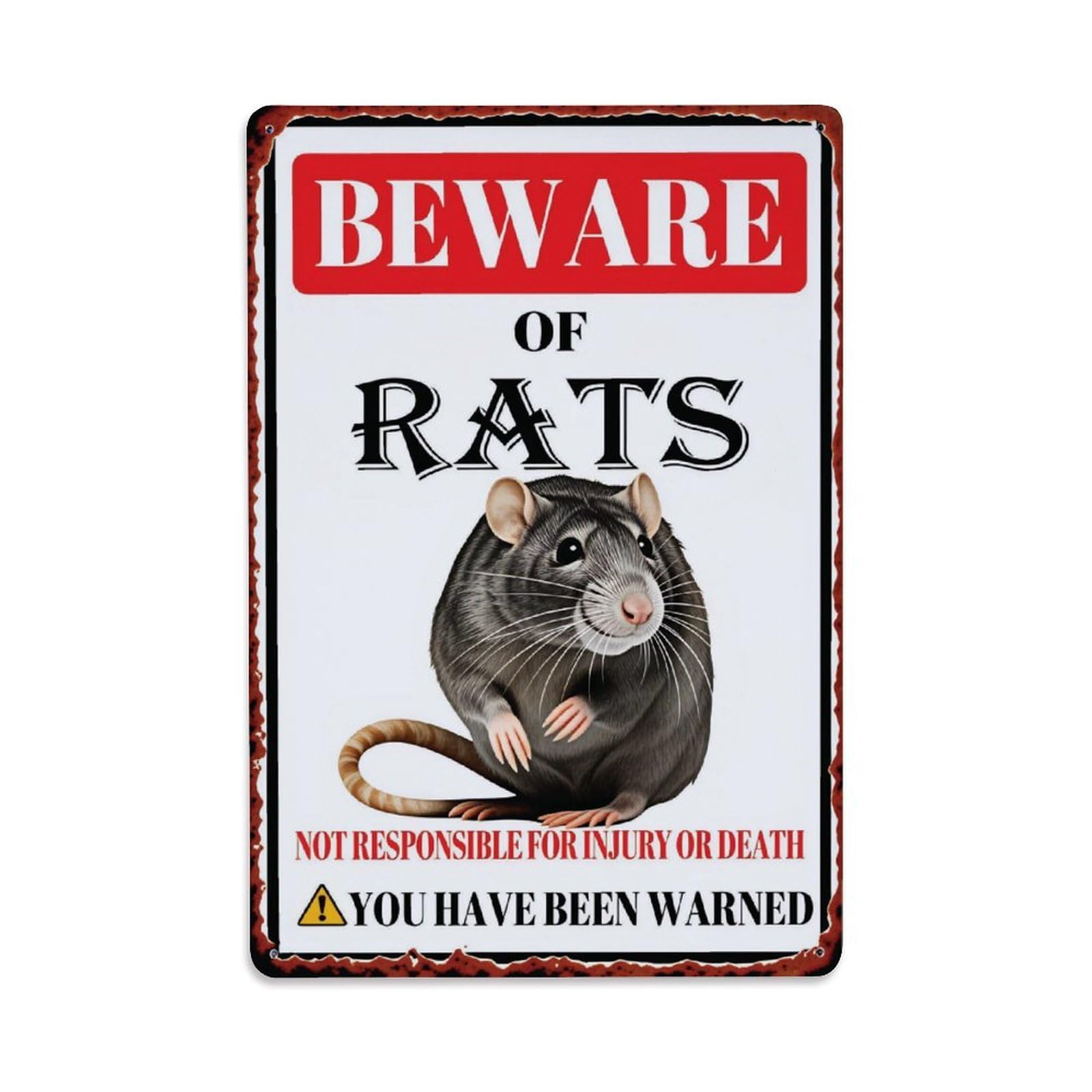 Ldfuieksufg Style Beware Of Rats Funny Warning Vintage Wall Sign Vintage Aluminium Metal Sign, Retro Wall Decor For Home, Bar, Garage & Farmhouse 30X20cm