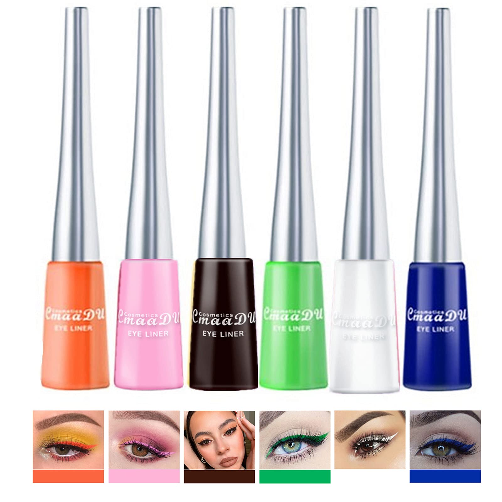 LGSZGDCNMatte Liquid Eyeliner Felt Tip Eyeliner Pen - Fast-drying Waterproof Smudge Proof Eye Liner 6 Colors High Pigmented Colorful Long Lasting (Set-B)