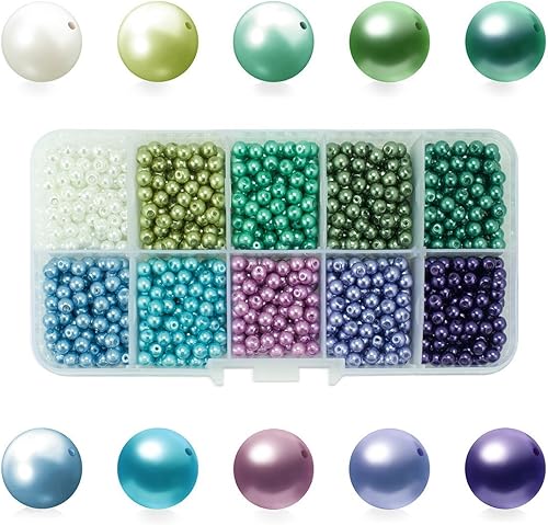 Miniatura 2 de BEADNOVA Cuentas de perlas de satén para manualidades, pequeñas perlas de imitación de vidrio sueltas para fabricación de joyas (0.157 pulgadas,