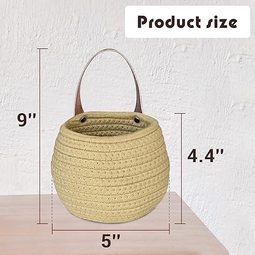 Miniatura 7 de Juego de 2 cestas colgantes de yute para pared, cesta de pared de granja para almacenamiento y organizador, cestas decorativas para colgar en la