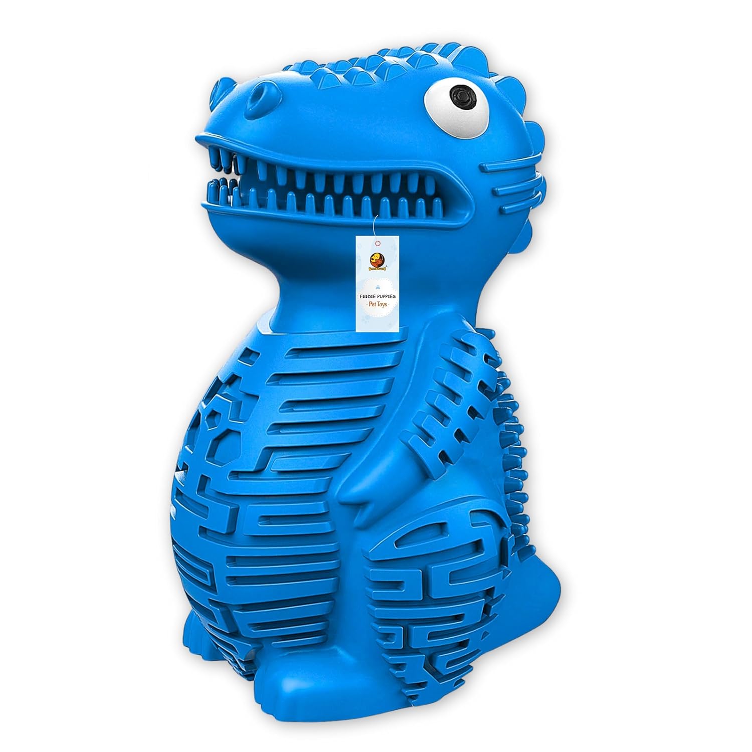 Foodie Puppies Natural Latex Rubber Chew Toy (Blue Dragon) for Medium & Large Dogs | Durable Non-Toxic Textured Dental Car...