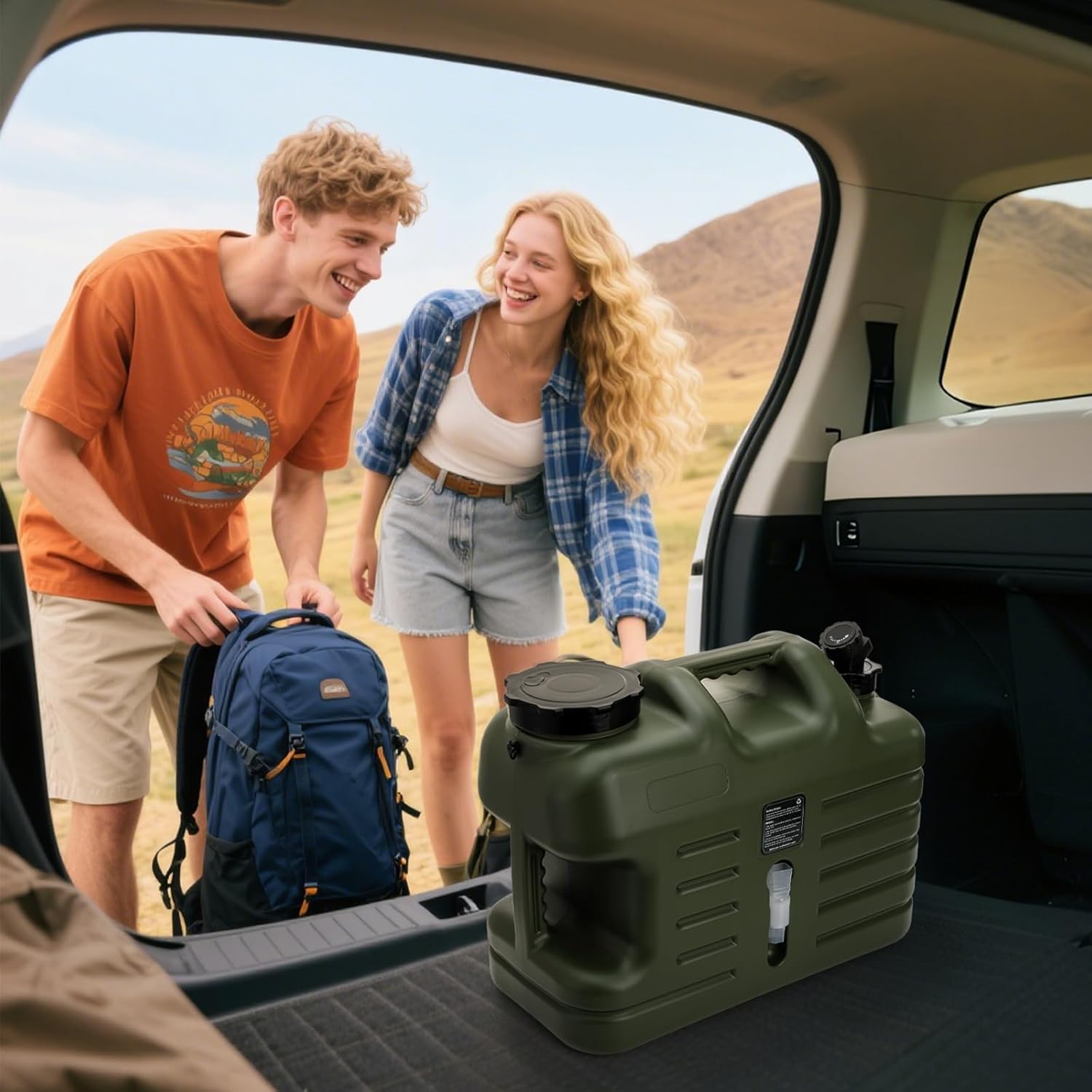 Dicunoy 5 Gallon Water Container with Spigot, Portable Water Storage Jug for Camping, Sturdy Thick Water Storage Tank, BPA Free, No Leak for Outdoor, Car, Hiking, Hurricane Supplies, Emergency