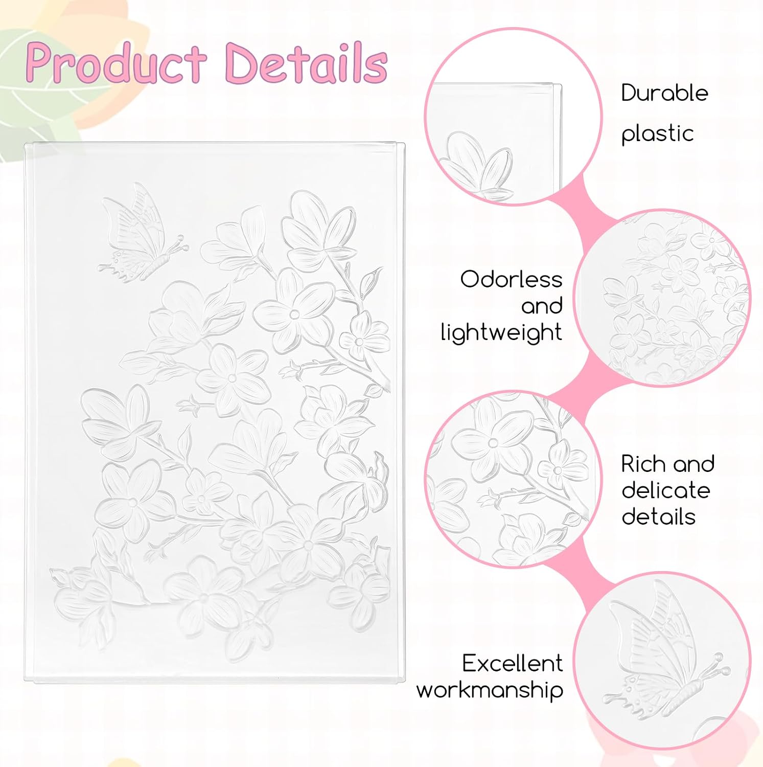 Plastic Embossing-Folder Template, 3D Flower Embossing Folders for Card Making, Plastic Embossing Folders, Paper Folder Tool for DIY Scrapbooking Paper Handmade (16 x 11 cm)