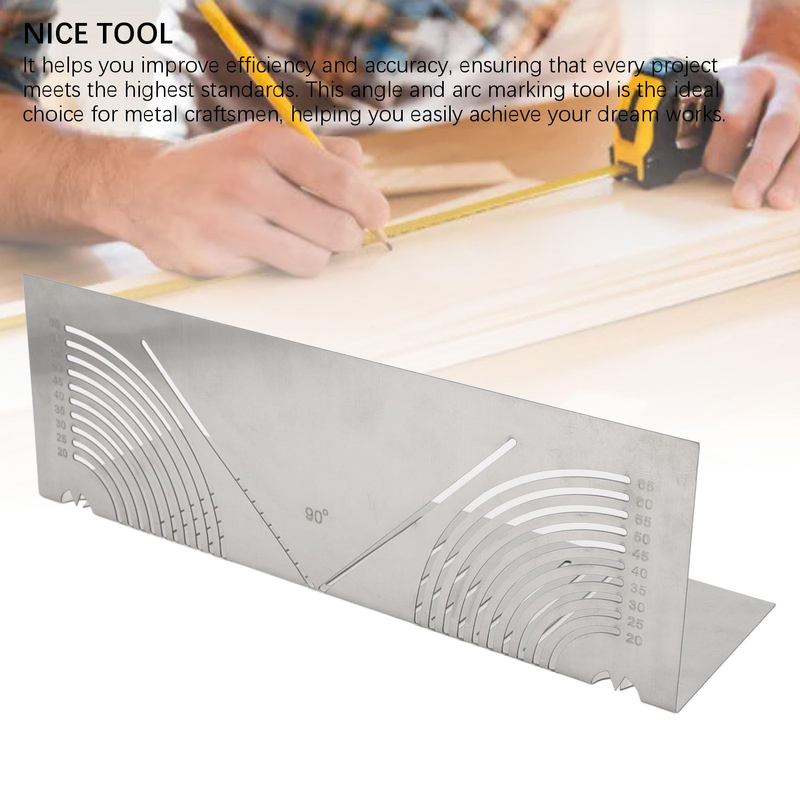 Stainless Steel Arc Marking Tool, Precision Adjustable Welding Square Angle Ruler for Metalworking Engineering and Construction (Small)