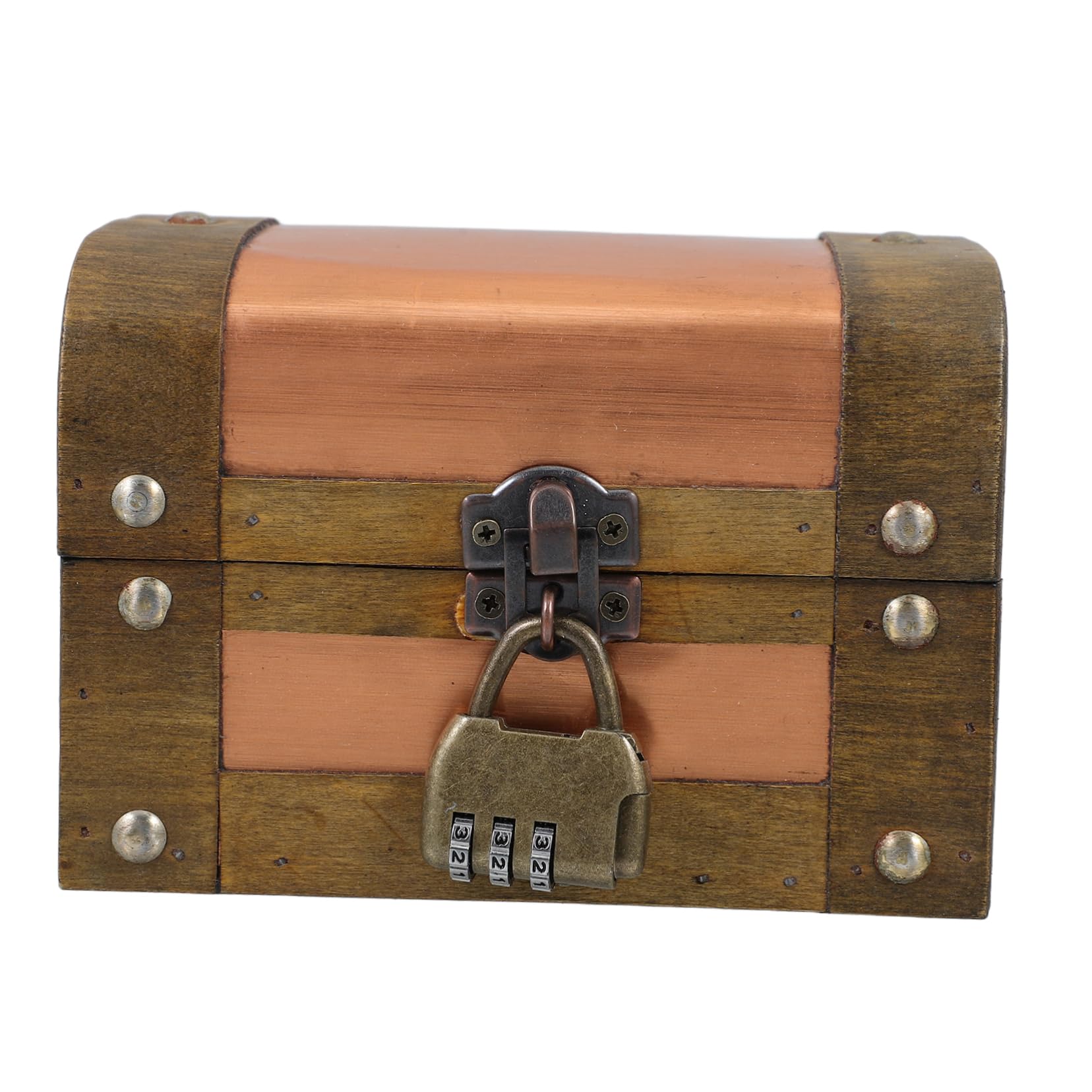 Ciieeo Vintage Wooden Jewelry Box Decorative Storage Box Small Trinket Container Wooden Treasure Chest for Display