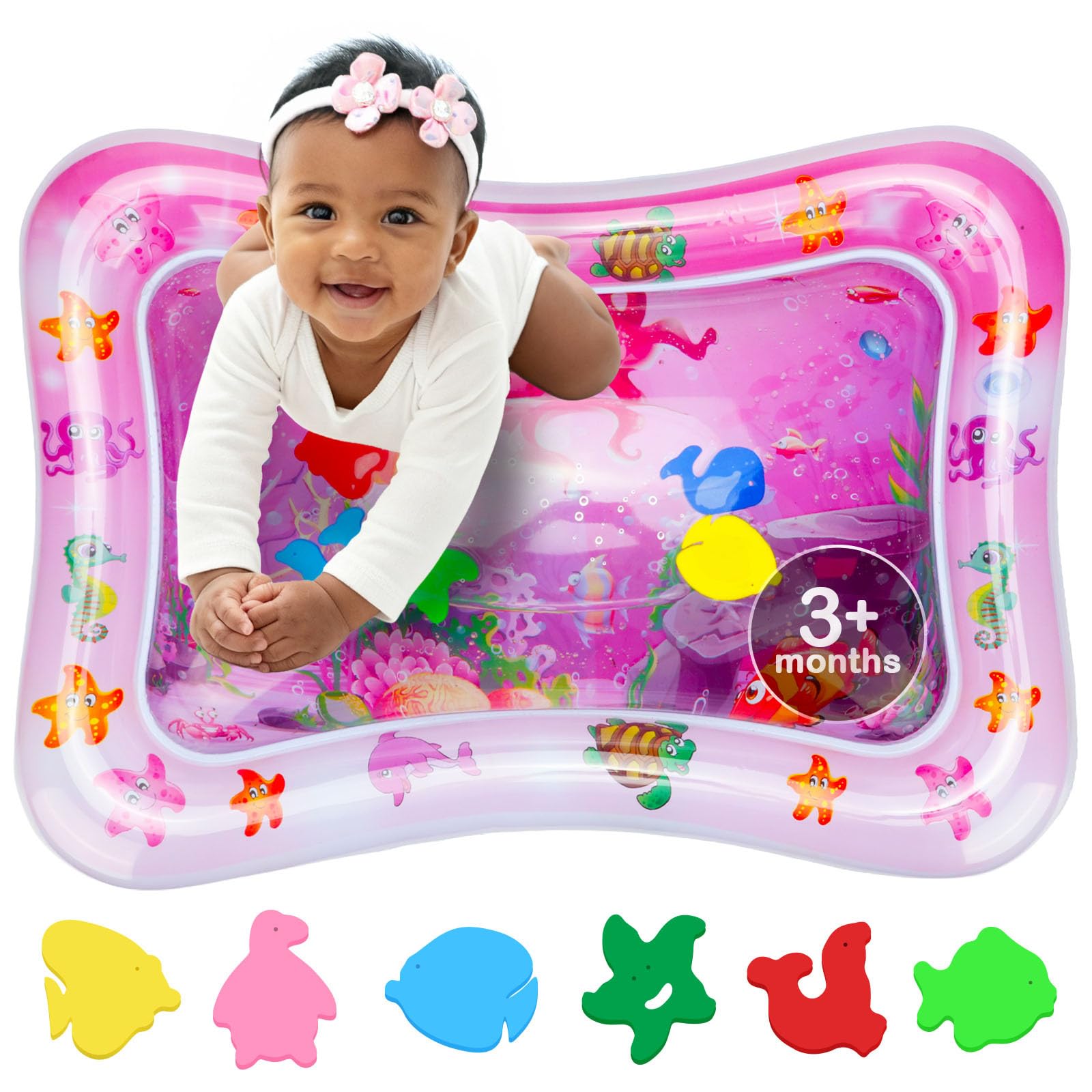 Wassermatte Baby – BPA-freie Wasserspielmatte - Sensorikmatte für Babys - Baby Wassermatte für Bauchlage & Entwicklung - Wassermatte für Baby 3-12 Monate - Spielzeug Baby – Rosa - Avec Maman