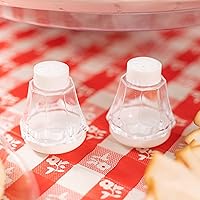 Vista 5 de Simply Elegant Mini salero y pimentero de 2 x 1.5 pulgadas (12 unidades), translúcido, tapa de color, recipiente de plástico duro para condimentos