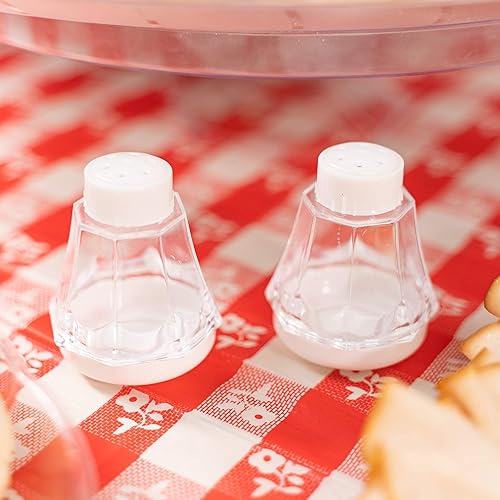 Miniatura 5 de Simply Elegant Mini salero y pimentero de 2 x 1.5 pulgadas (12 unidades), translúcido, tapa de color, recipiente de plástico duro para condimentos