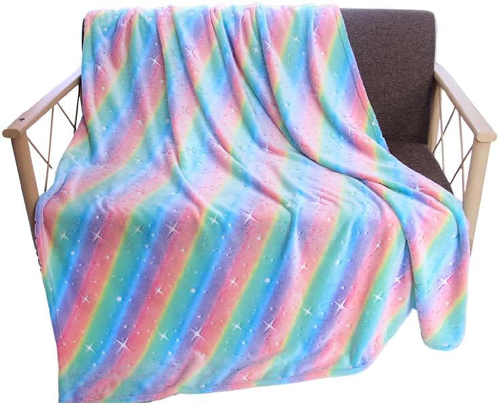 Couverture polaire chaude et moelleuse 130x150 arc-en-ciel