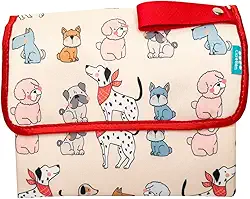 Trocador Fraldas Bebe Portátil acolchoado e impermeavel DOGS BEGE, com alça, do Rn a 4 anos - Cici e Ben