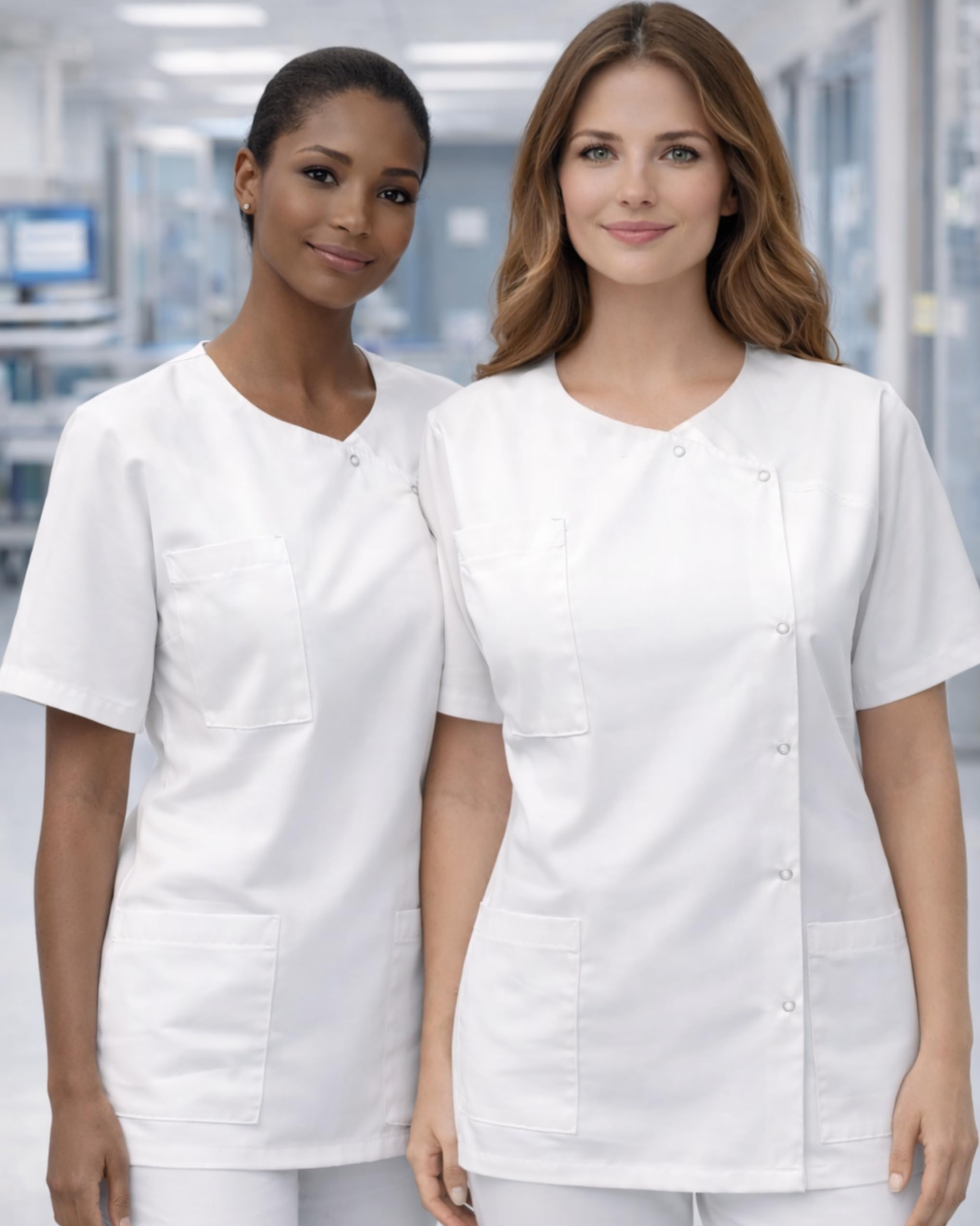 Blouse Médicale Femme – Lot de 1/3/5 – Fait Main – Polycoton 65/35 Oeko-TEX – Blouse Hôpital Clinique Infirmière Aide-Soignante Médecin Kiné Pharmacienne Dentiste