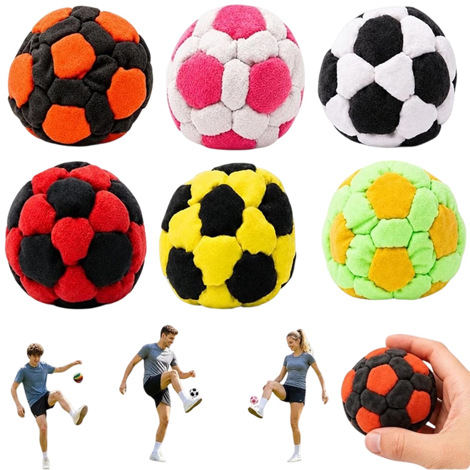 Pelotas de Fútbol de Felpa Portátil Set 6 Juguetes Clipser para Niños Mejorar la Coordinación Mano Ojo Juegos al Aire Libre