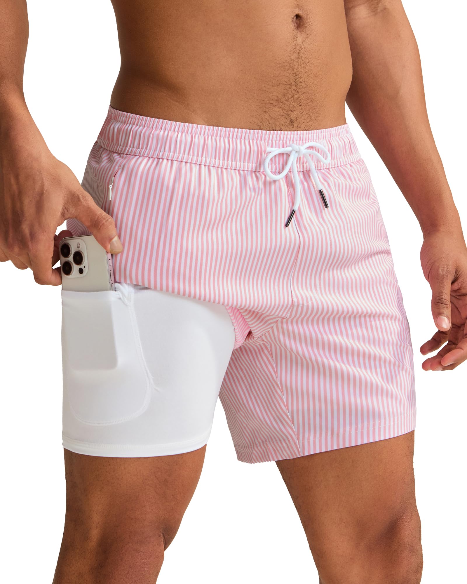 maamgic Mens Swim Trunks with Compression Liner 5 Inch Quick Dry for Beach
