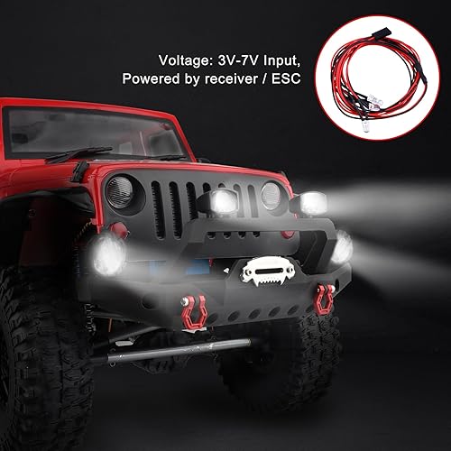 Miniatura 6 de Juego de soportes de parachoques delantero de metal con cabrestante y luces LED blancas de 0.197 in para TRX-4 Axial SCX10 SCX10 II 90046 SCX10 III