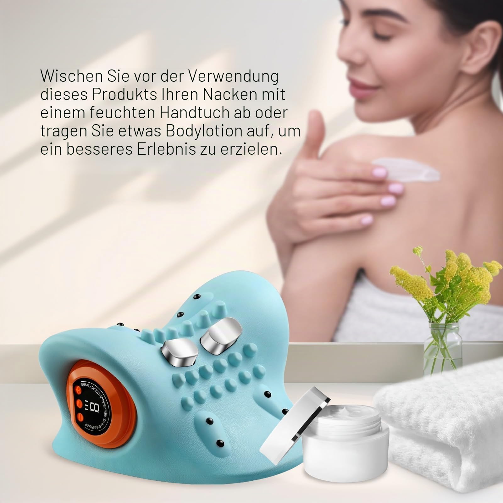 Nackenmassagegerät Elektrisch mit Wärme, 2026 Neu Kabelloses Massager(Blau)