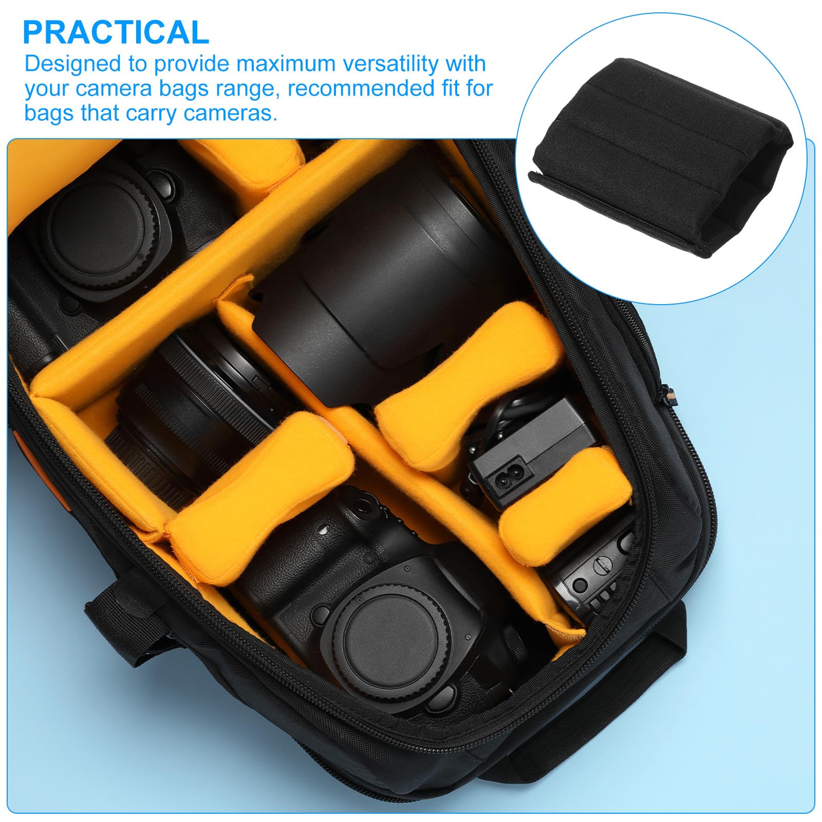 PATIKIL Divisor de Bolsa de Cámara, 2Pcs 26.5cmx12.5cmx1.4cm Almohadilla Separadora de Bolsa de Cámara A Prueba de Golpes Protector de Lentes para Cámara Organizadora Universales, Negro