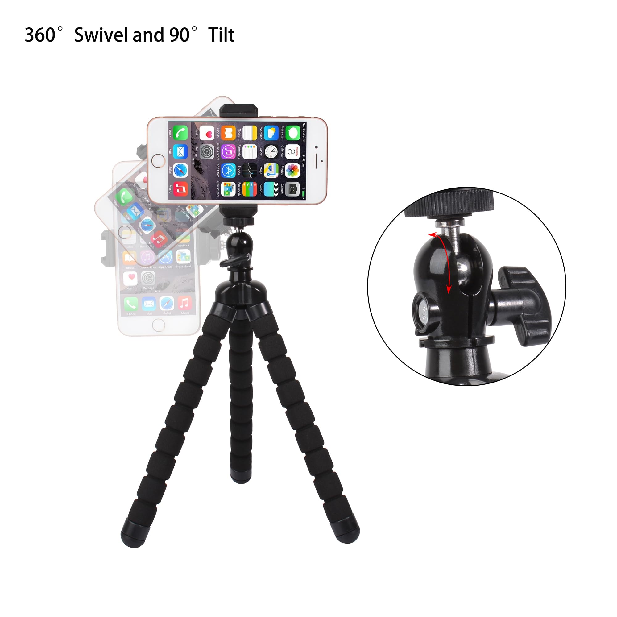 Phone Mini Stativ, Ruittos Premium Flexibles Handy Stativ Ständer Kompatibel mit iPhone Samsung go Pro, Kleine Digitalkamera,