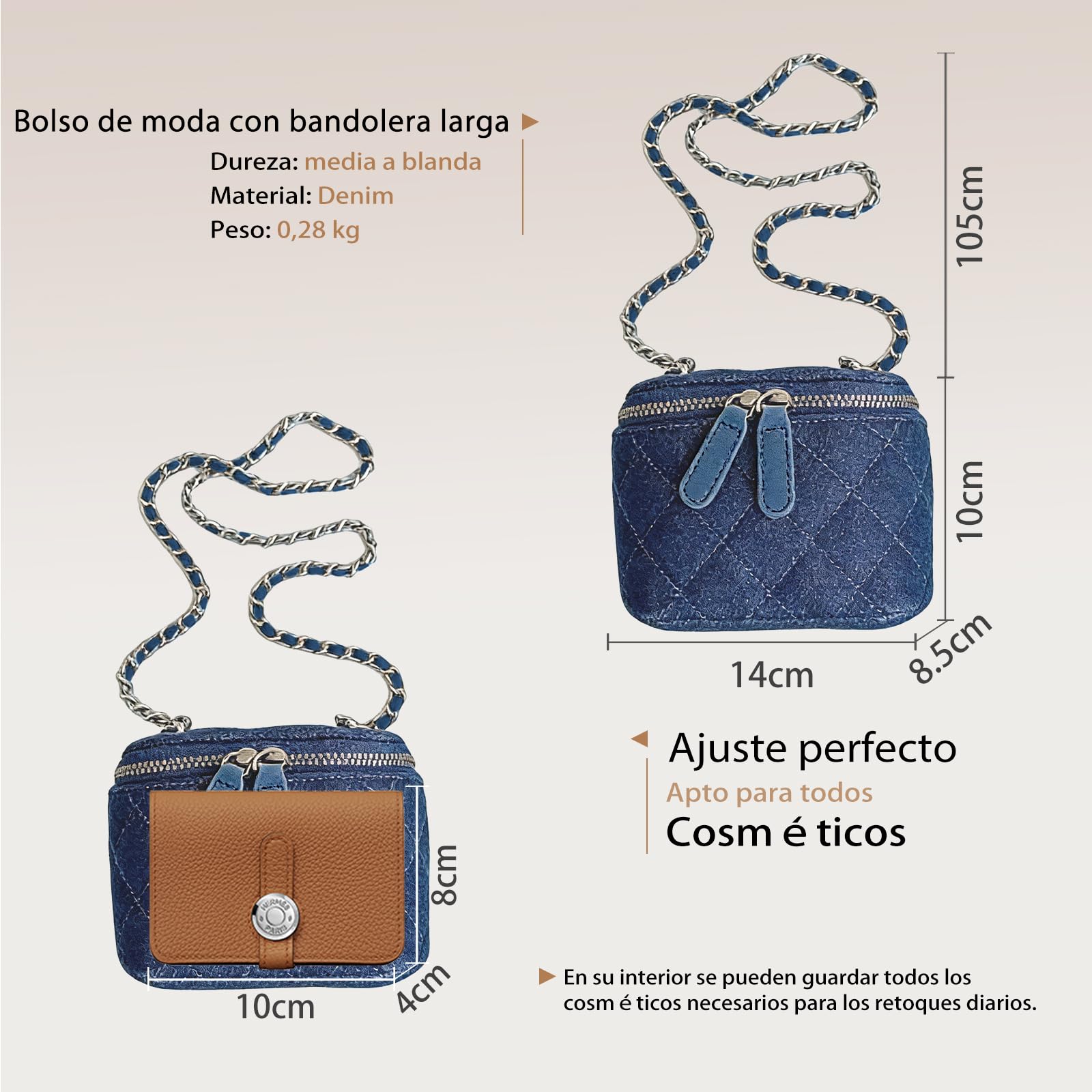 Bolso de Bandolera de Tejano Jean para Mujer Bolsos Vaqueros Mini Bolso Cuadrado Bolso de Mano con Diseño Acolchado Bolso de Hombro de Mezclilla Retro Tote Bolsa de Cubo con Cadena Azul Oscuro