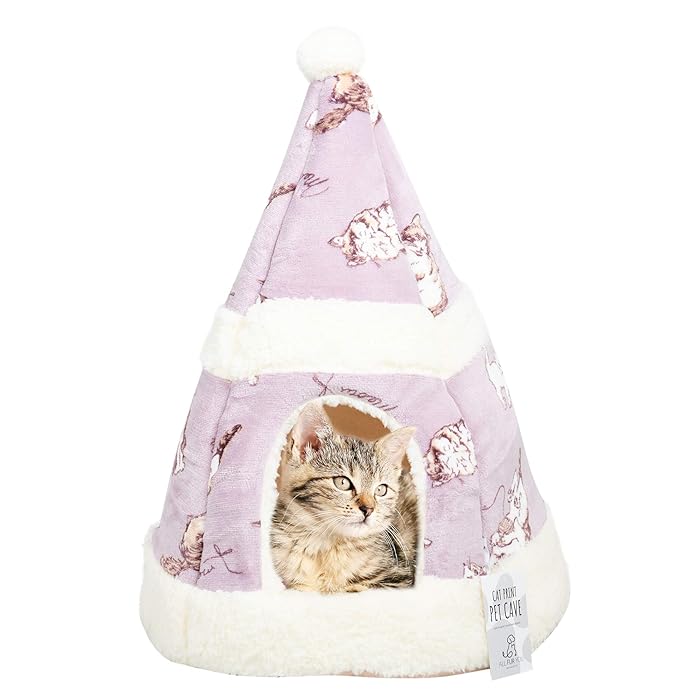 Buy All Fur You Cat Print Cat Cave Bed, Cat House for Indoor Cats