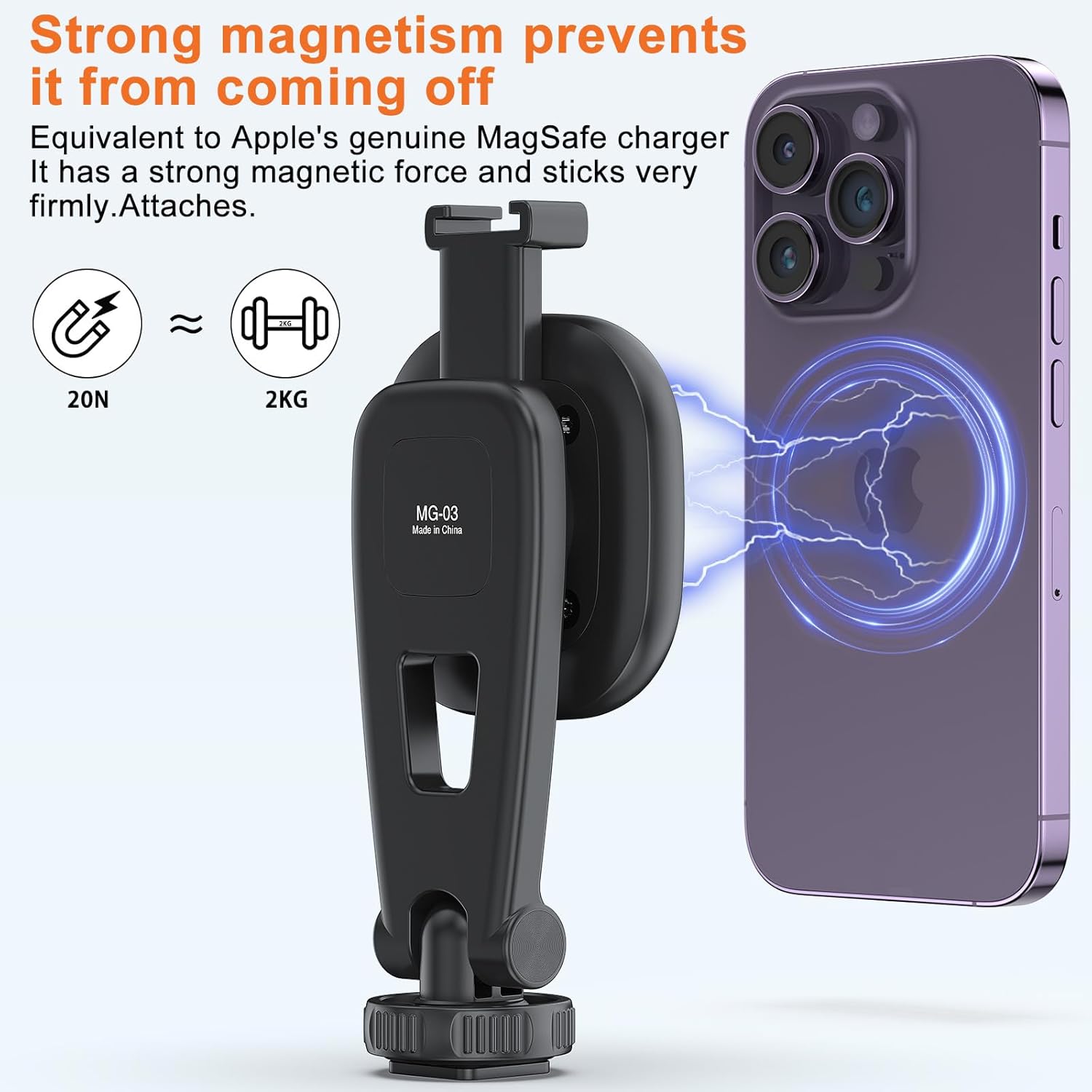VRIG 21.6" Magnetic Cell Phone Tripod, Compatible with MagSafe, TP-06 Extendable Phone Tripod + MG-03 Magnetic Tripod Mount Stand with Wireless Remote, for iPhone 16 15 14 13 12 & All Phones