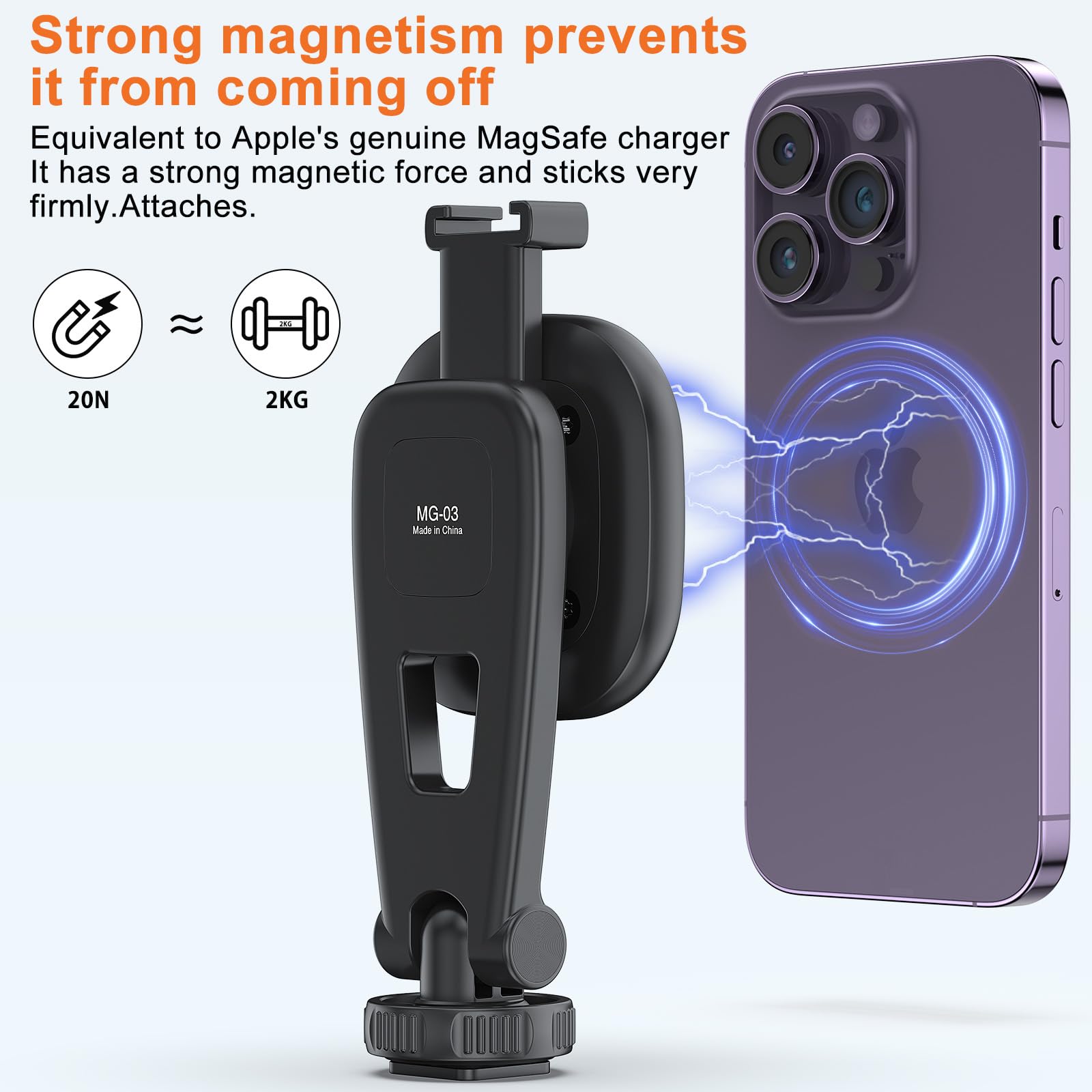VRIG MG-01 - Supporto magnetico per treppiede, adattatore per treppiede da 1/4 con anello magnetico, fori di posizionamento multipli per ARRI, dimensioni compatte per iPhone serie 14/13/12 e tutti i
